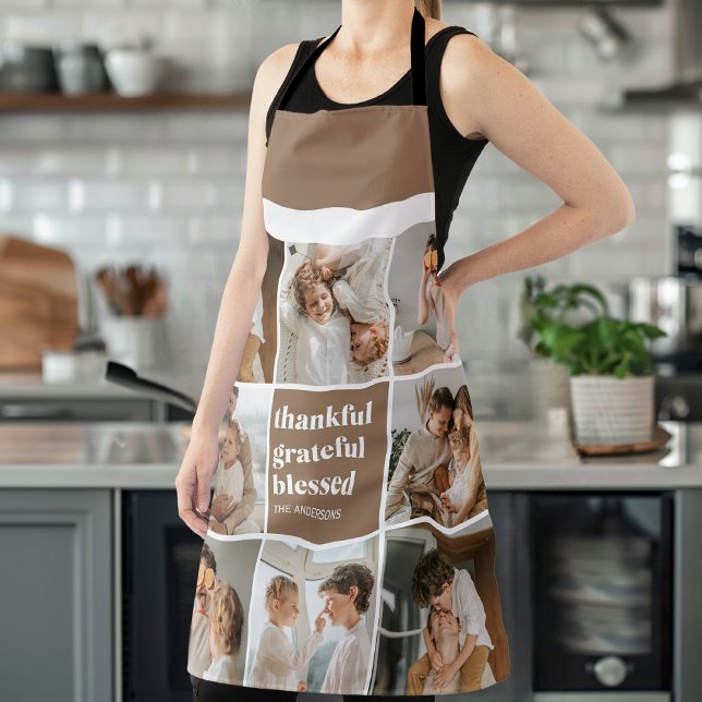 Collage Family Photo | Thankful Grateful Blessed Apron (Creator Uploaded)