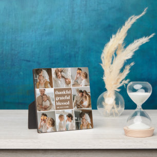 Collage Family Photo   Thankful Grateful Blessed Plaque
