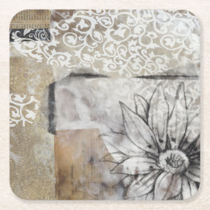 Collage Fleur II Square Paper Coaster