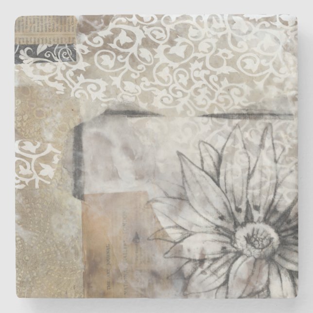 Collage Fleur II Stone Coaster (Front)