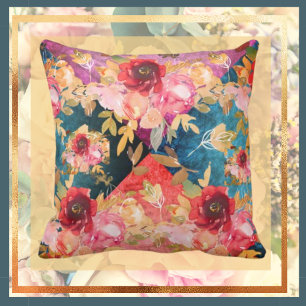 Collage Floral Jewel Toned Cushion