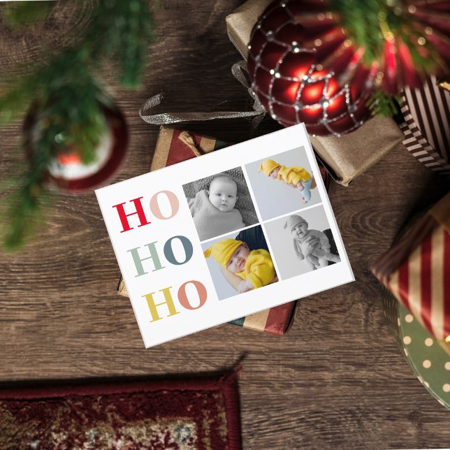 Collage Four Photos | Colorful HOHOHO  Postcard (Creator Uploaded)