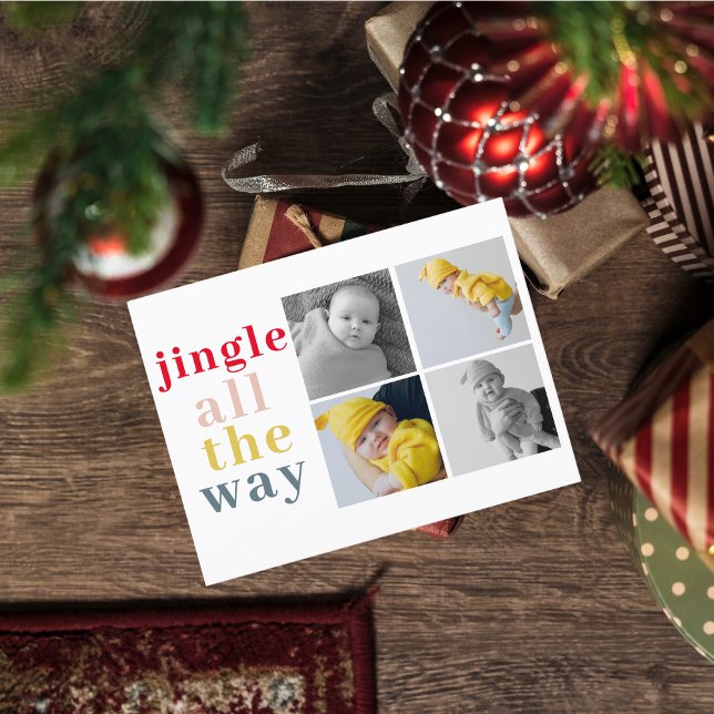 Collage Four Photos | Colourful Jingle All The Way Postcard (Creator Uploaded)