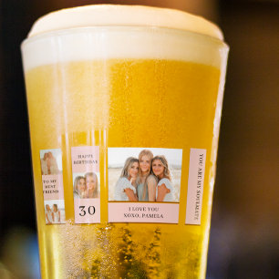 Collage Friend Photos   Happy Birthday Gift Glass