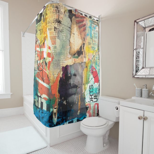 Collage Head Shower Curtain (In Situ)