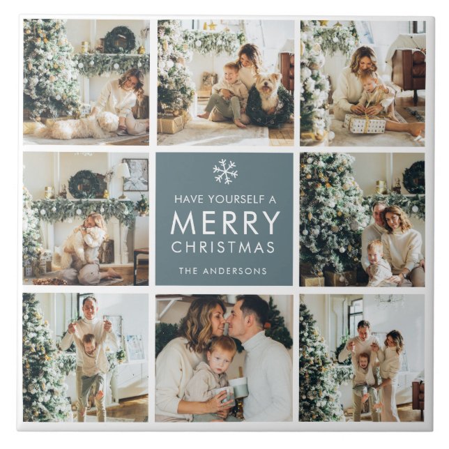 Collage Holiday Photos | Merry Christmas | Gift Ceramic Tile (Front)