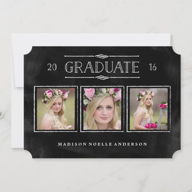 Collage in Chalk Graduation Invitation (Front)