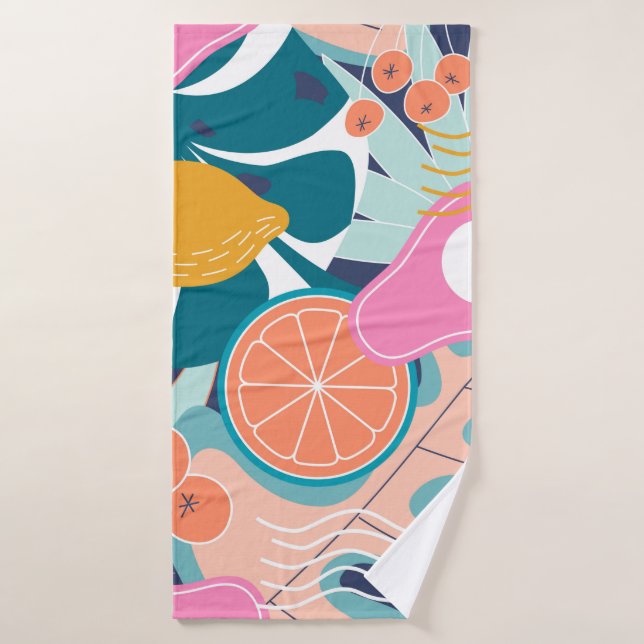 Collage modern floral seamless pattern. Modern exo Bath Towel (Bath Towel)