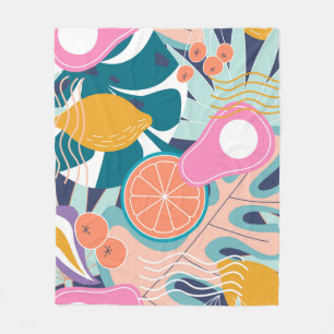 Collage modern floral seamless pattern. Modern exo Fleece Blanket