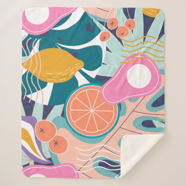 Collage modern floral seamless pattern. Modern exo Sherpa Blanket (Front)