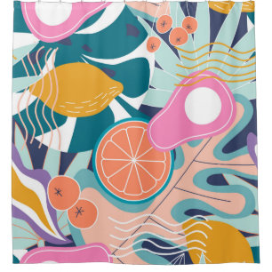 Collage modern floral seamless pattern. Modern exo Shower Curtain