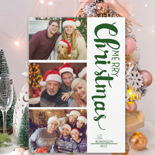 Collage of 3 photos Family Christmas Holiday Card