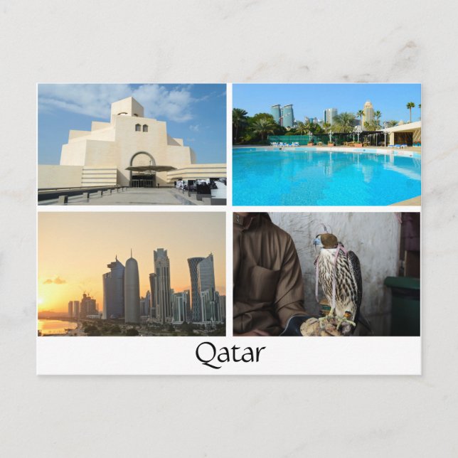 Collage of 4 photos in Qatar postcard (Front)