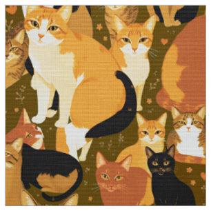 Collage of Cats in Brown, Tan and Rust Fabric