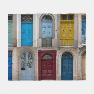 Collage of colorful front doors fleece blanket