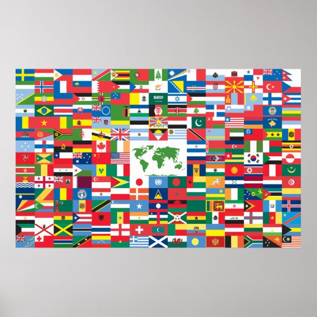Collage of Country Flags from All Over The World Poster (Front)