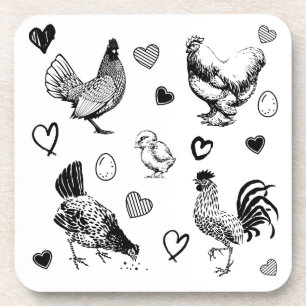 Collage of Cute Chickens Coaster