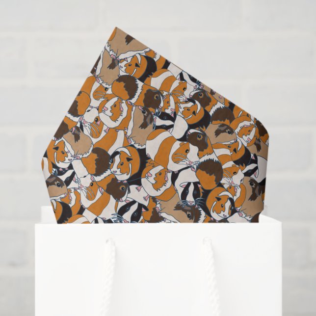 Collage of Guinea Pigs Illustrations Patterned Tissue Paper (Gift Bag)