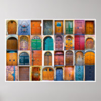 Collage of mediaeval front doors at Prague, Czech