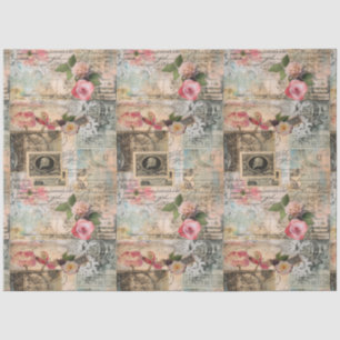 Collage of old postcards tissue paper