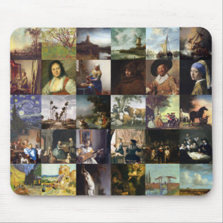 Collage of paintings of van Gogh, Vermeer, etc Mouse Pad