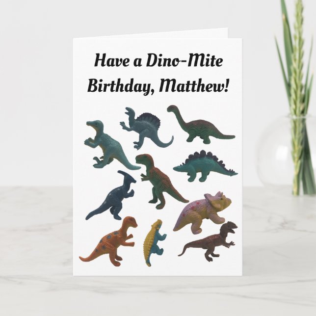 Collage of Plastic Toy Dinosaurs Custom Card (Front)