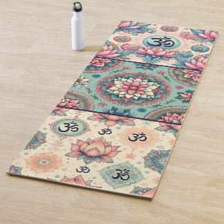 Collage of Turquoise and peach Mandalas Yoga Mat
