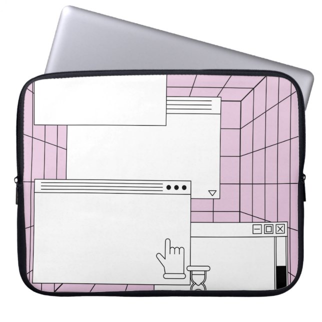 Collage of user interface elements. Cyberpunk and  Laptop Sleeve (Front)