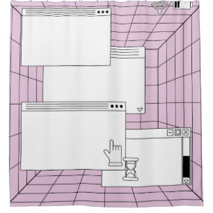 Collage of user interface elements. Cyberpunk and Shower Curtain