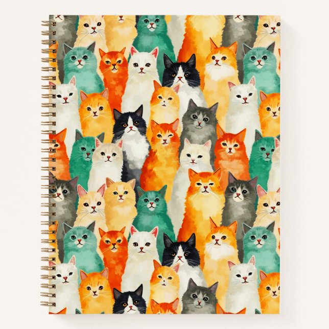 Collage of Watercolor Cats Journal (Front)