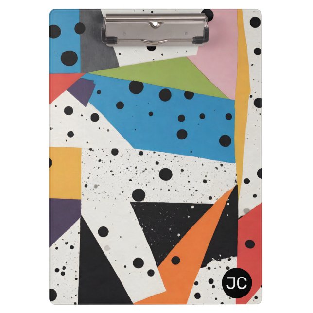 Collage Paper Black Dots Clipboard (Front)