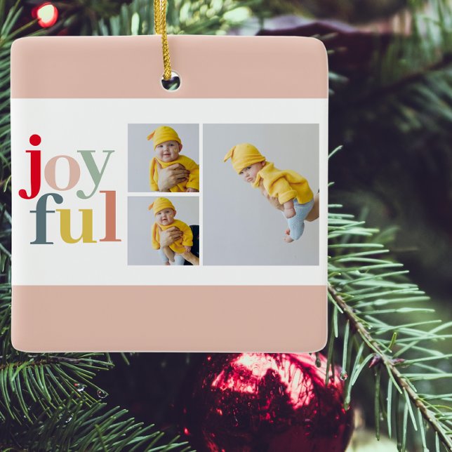 Collage Photo And Colourful Joyful | Holiday Gift Ceramic Ornament (Creator Uploaded)