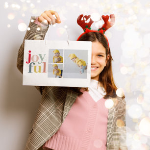 Collage Photo And Colourful Joyful   Holiday Gift Large Gift Bag