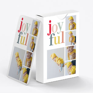 Collage Photo And Colourful Joyful   Holiday Gift Playing Cards