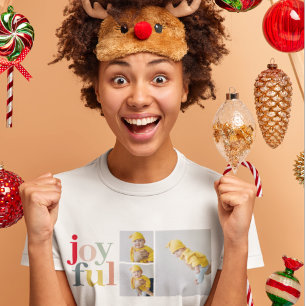 Collage Photo And Colourful Joyful   Holiday Gift T-Shirt
