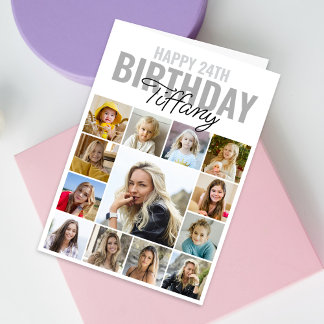 Collage Photo Any Age Happy Birthday  Card