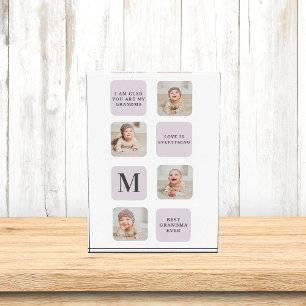 Collage Photo & Best Grandma Ever Best Purple Gift Block