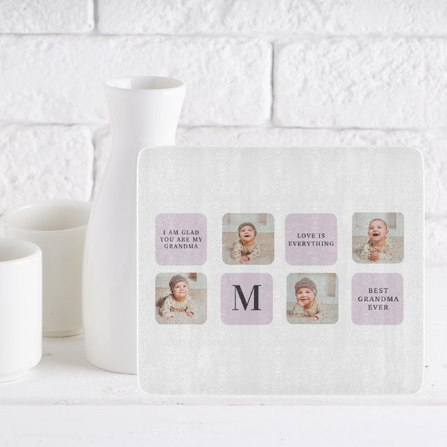 Collage Photo & Best Grandma Ever Best Purple Gift Cutting Board (Creator Uploaded)