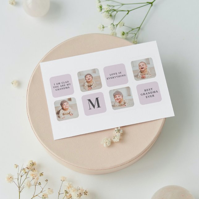 Collage Photo & Best Grandma Ever Best Purple Gift Holiday Postcard (Creator Uploaded)