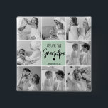 Collage Photo Best Grandpa Ever Pastel Mint Gift 15 Cm Square Badge<br><div class="desc">This beautiful collage photo is the perfect way to express your love for your grandpa. Featuring the heartfelt message "We love you grandpa" in elegant lettering against a soothing pastel mint background, this piece captures the warmth and affection you feel for your grandpa. The collage design allows you to include...</div>