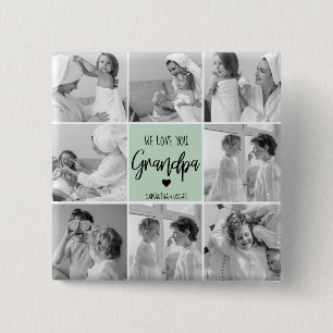 Collage Photo Best Grandpa Ever Pastel Mint Gift 15 Cm Square Badge