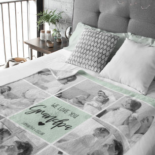 Collage Photo Best Grandpa Ever Pastel Mint Gift Sherpa Blanket