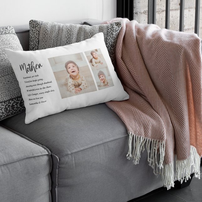 Collage Photo & Best Mother Quote Lovely Gift Lumbar Cushion (Creator Uploaded)