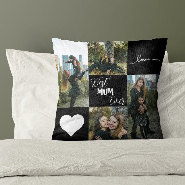 Collage Photo Best Mum Ever Throw Pillow (Creator Uploaded)