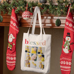 Collage Photo | Colorful Blessed Holiday Gift Tote Bag<br><div class="desc">Celebrate the joy of the holiday season with our Collage Photo Colorful Blessed Holiday Gift. This stunning and personalized gift is a heartfelt way to share your love and blessings with friends and family.Make this holiday season extra special with a Collage Photo Colorful Blessed Holiday Gift from Zazzle. Create your...</div>
