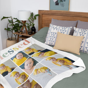 Collage Photo   Colourful Blessed Holiday Gift Fleece Blanket
