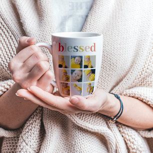 Collage Photo   Colourful Blessed Holiday Gift Latte Mug