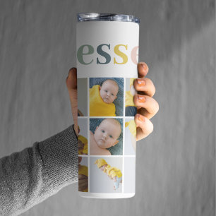 Collage Photo Colourful Blessed Holiday Gift Thermal Tumbler