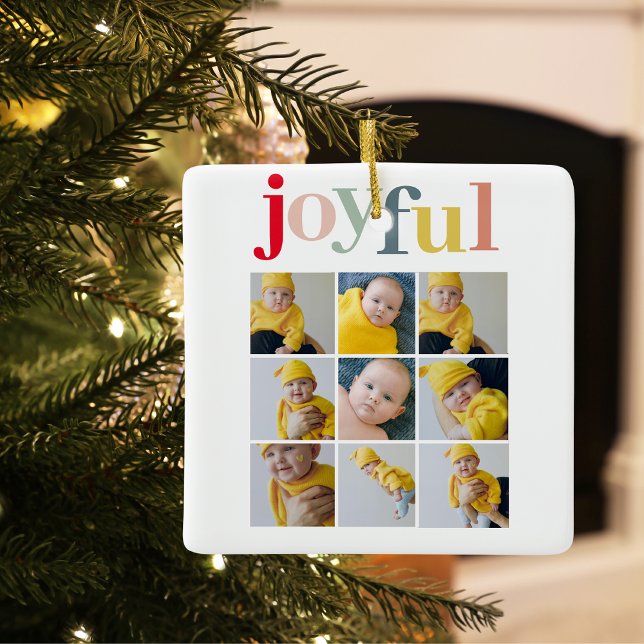 Collage Photo | Colourful Joyful Holiday Gift Ceramic Ornament (Creator Uploaded)