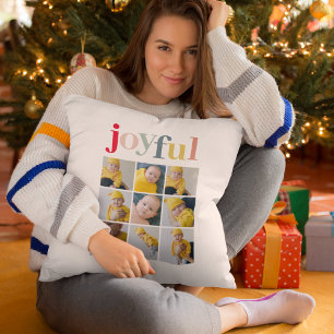 Collage Photo   Colourful Joyful Holiday Gift Cushion